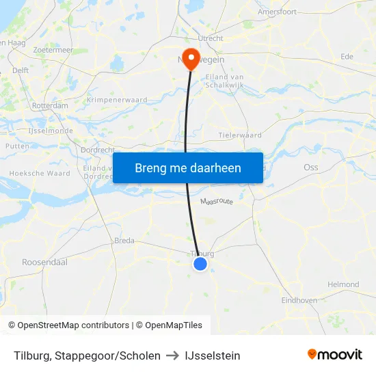 Tilburg, Stappegoor/Scholen to IJsselstein map