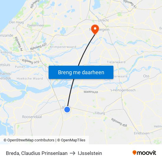 Breda, Claudius Prinsenlaan to IJsselstein map