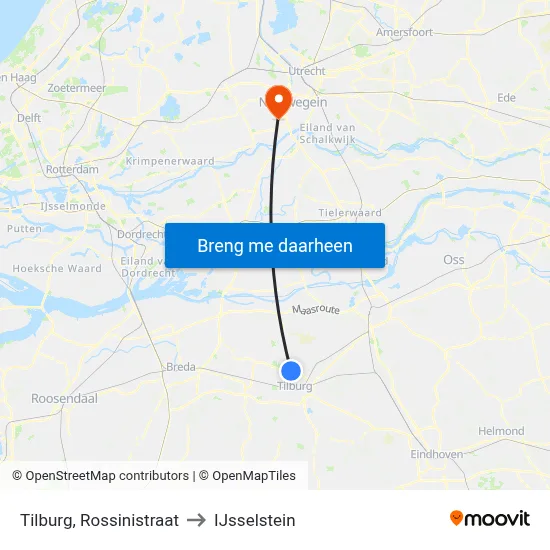 Tilburg, Rossinistraat to IJsselstein map