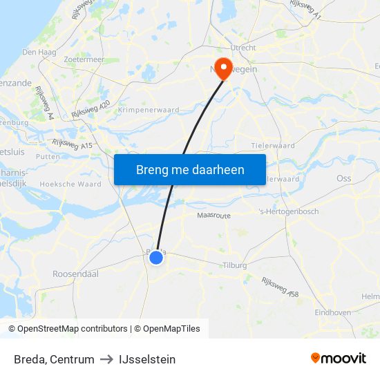 Breda, Centrum to IJsselstein map