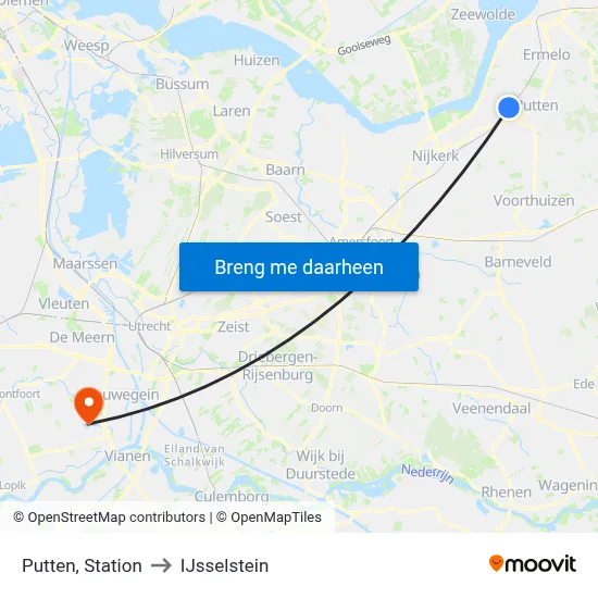 Putten, Station to IJsselstein map