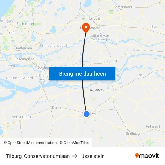 Tilburg, Conservatoriumlaan to IJsselstein map