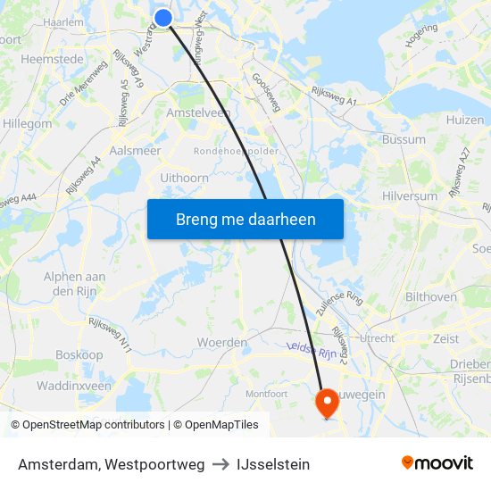 Amsterdam, Westpoortweg to IJsselstein map