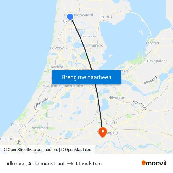 Alkmaar, Ardennenstraat to IJsselstein map