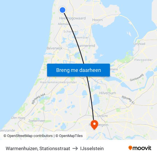 Warmenhuizen, Stationsstraat to IJsselstein map