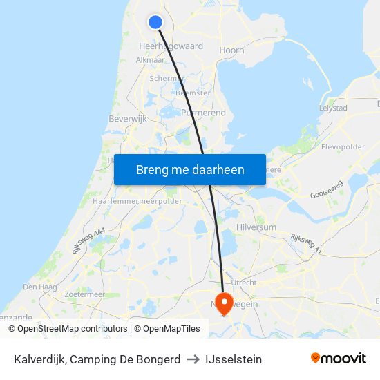 Kalverdijk, Camping De Bongerd to IJsselstein map