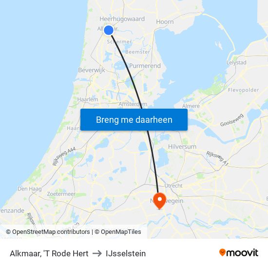 Alkmaar, 'T Rode Hert to IJsselstein map