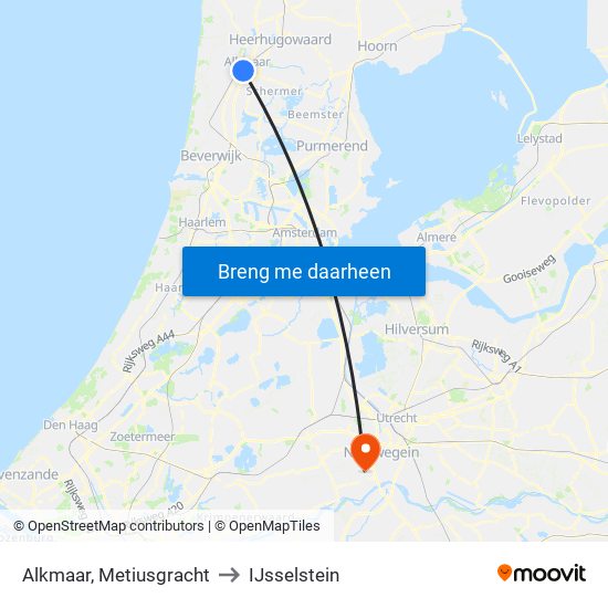 Alkmaar, Metiusgracht to IJsselstein map