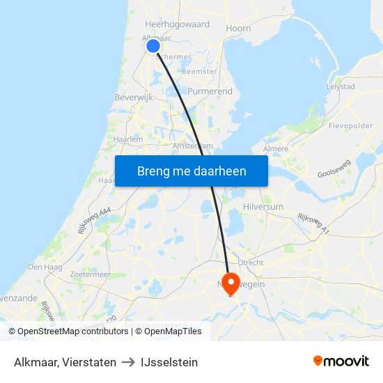 Alkmaar, Vierstaten to IJsselstein map