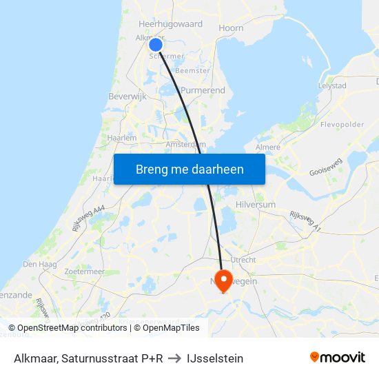 Alkmaar, Saturnusstraat P+R to IJsselstein map