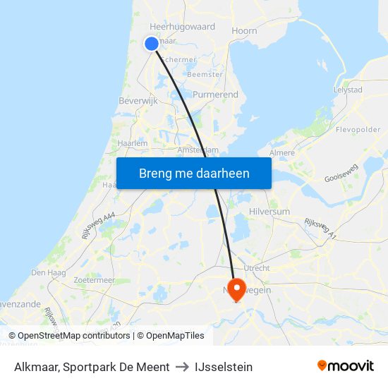 Alkmaar, Sportpark De Meent to IJsselstein map