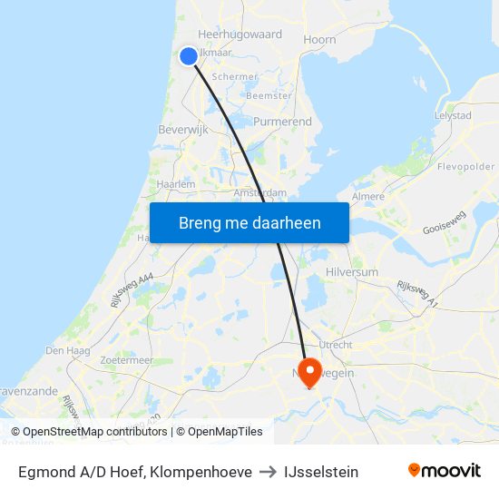 Egmond A/D Hoef, Klompenhoeve to IJsselstein map