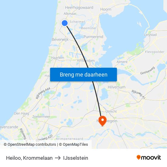 Heiloo, Krommelaan to IJsselstein map