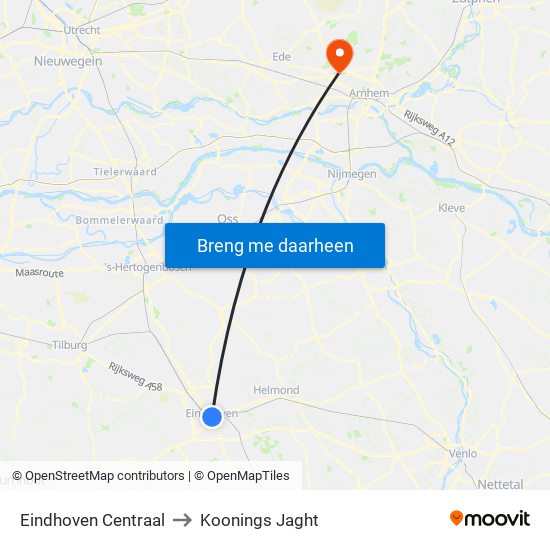 Eindhoven Centraal to Koonings Jaght map