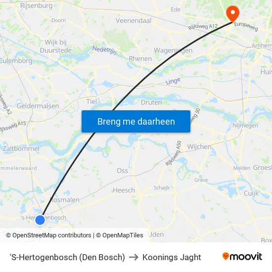 'S-Hertogenbosch (Den Bosch) to Koonings Jaght map