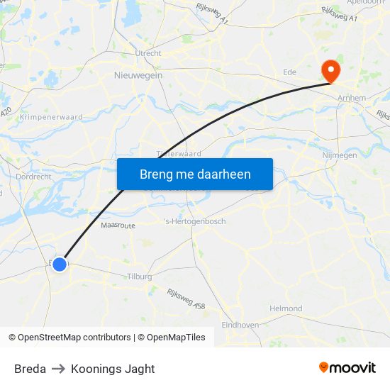 Breda to Koonings Jaght map