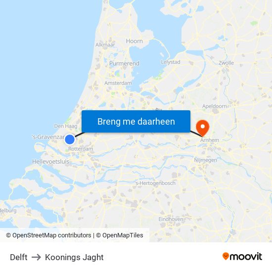Delft to Koonings Jaght map