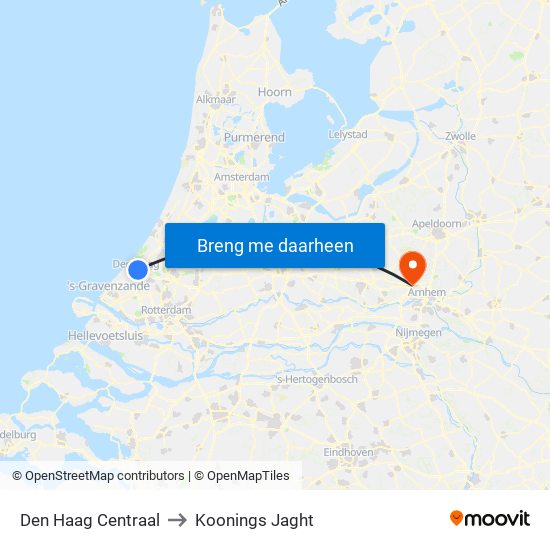 Den Haag Centraal to Koonings Jaght map