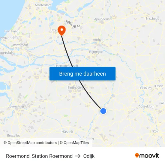 Roermond, Station Roermond to Odijk map