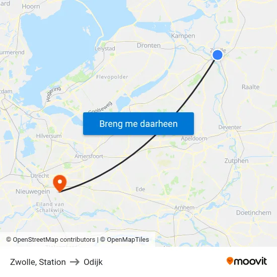 Zwolle, Station to Odijk map