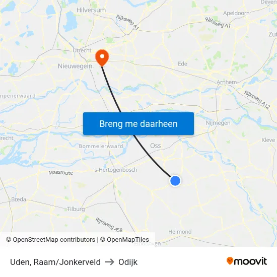 Uden, Raam/Jonkerveld to Odijk map
