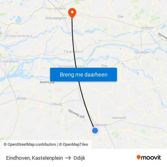 Eindhoven, Kastelenplein to Odijk map