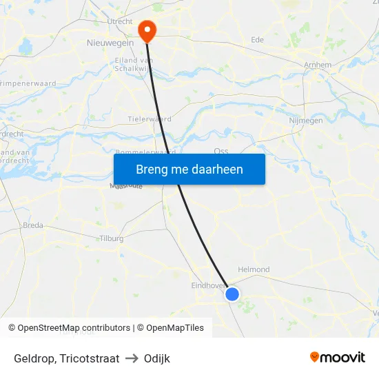 Geldrop, Tricotstraat to Odijk map