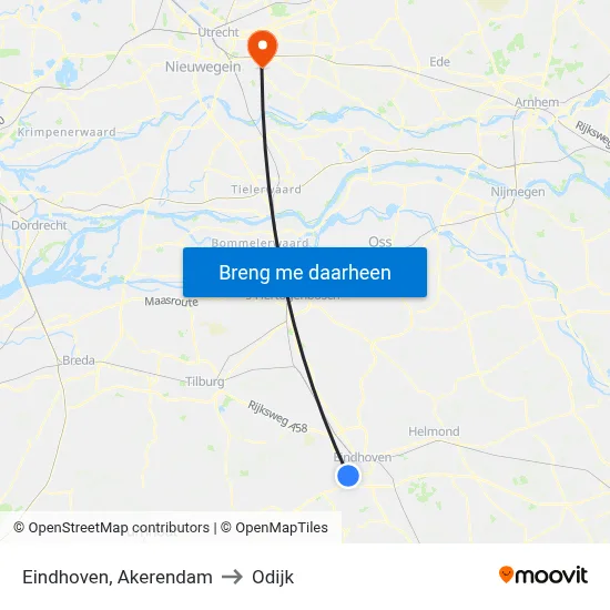 Eindhoven, Akerendam to Odijk map