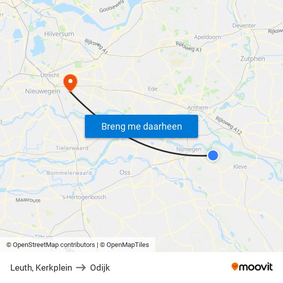 Leuth, Kerkplein to Odijk map