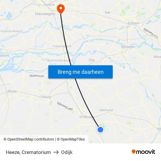 Heeze, Crematorium to Odijk map