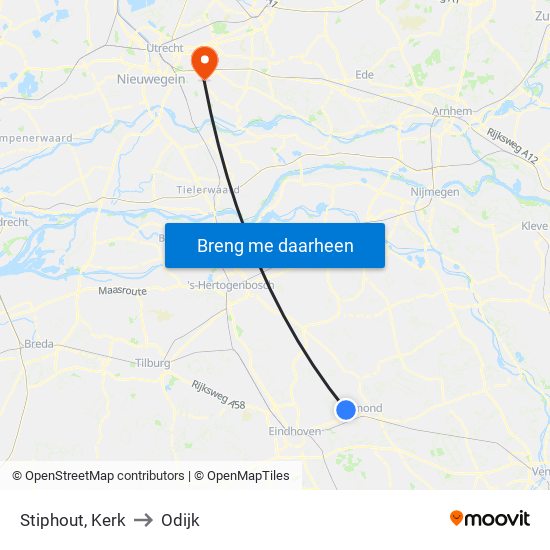Stiphout, Kerk to Odijk map