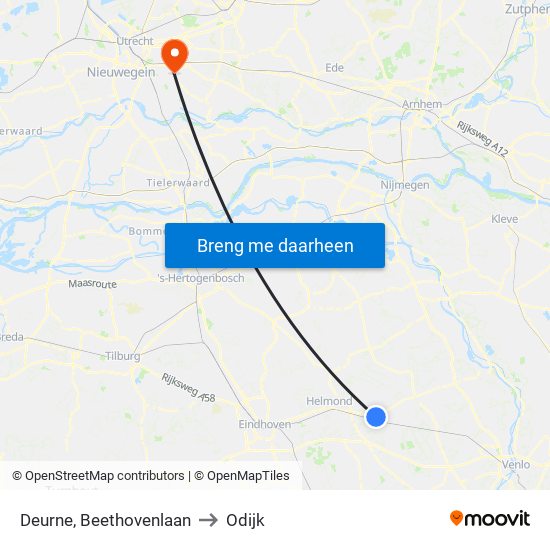 Deurne, Beethovenlaan to Odijk map