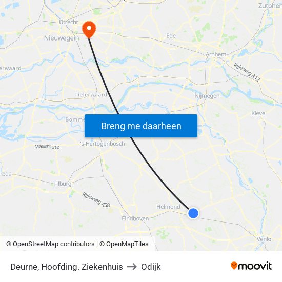 Deurne, Hoofding. Ziekenhuis to Odijk map