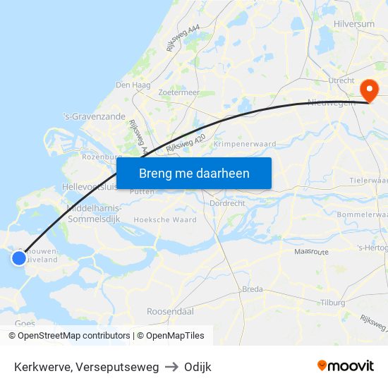 Kerkwerve, Verseputseweg to Odijk map