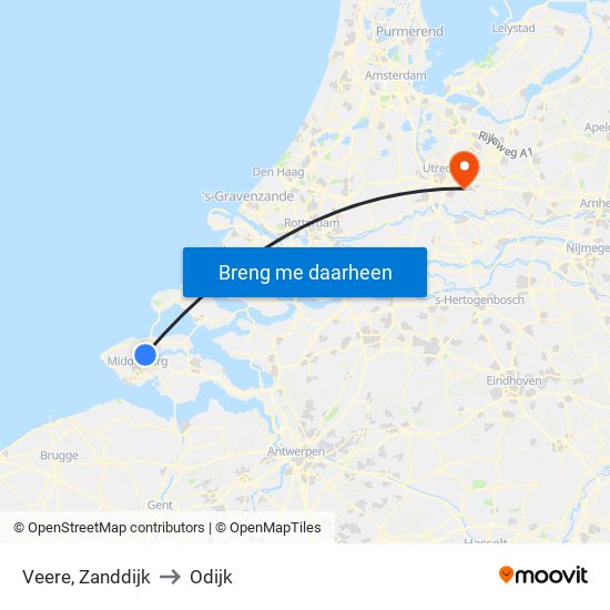 Veere, Zanddijk to Odijk map