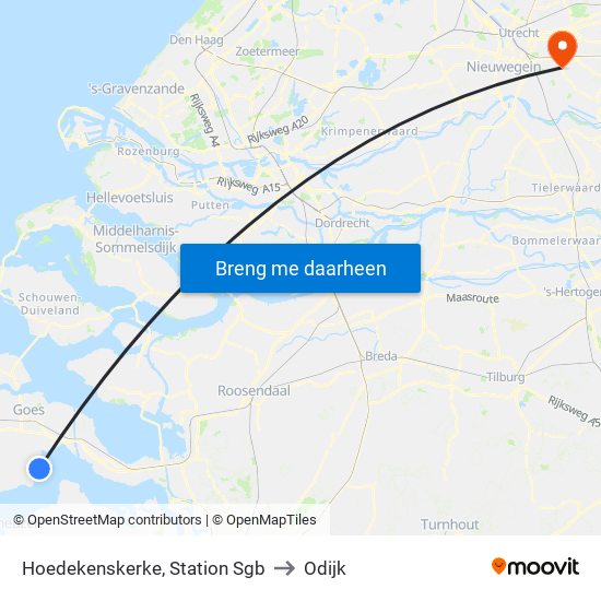 Hoedekenskerke, Station Sgb to Odijk map