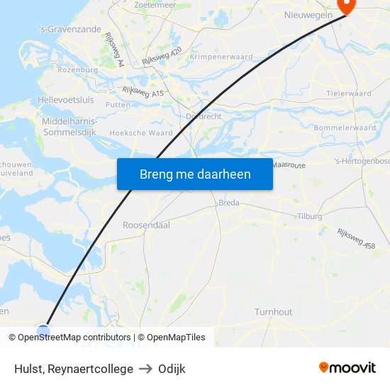 Hulst, Reynaertcollege to Odijk map