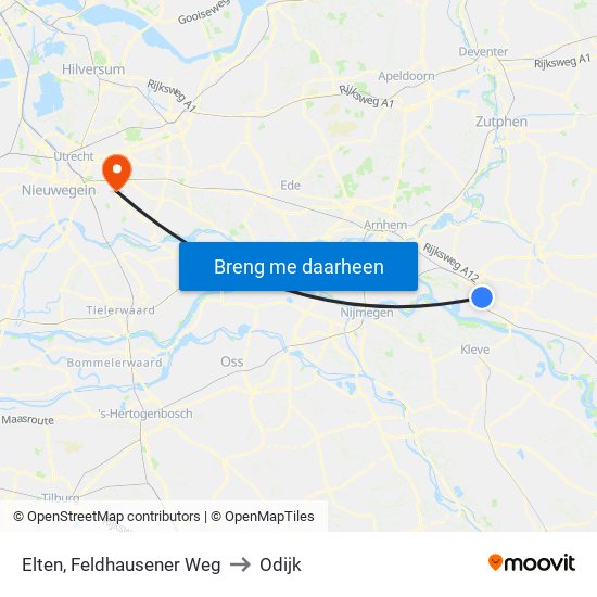 Elten, Feldhausener Weg to Odijk map