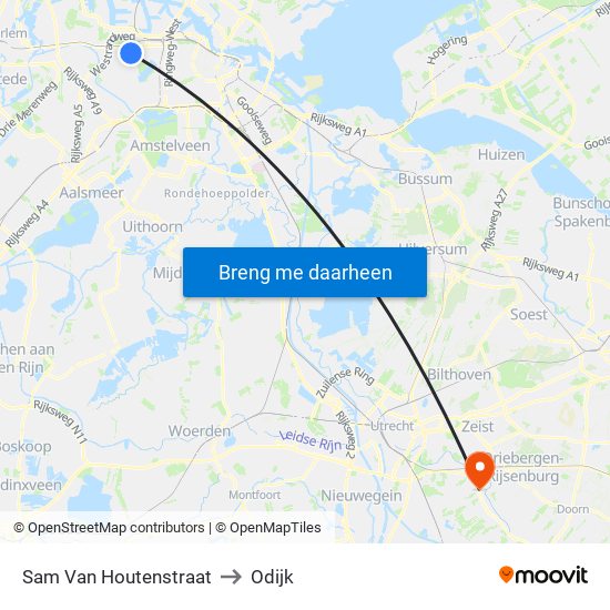 Sam Van Houtenstraat to Odijk map