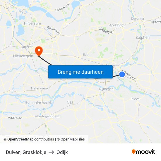 Duiven, Grasklokje to Odijk map