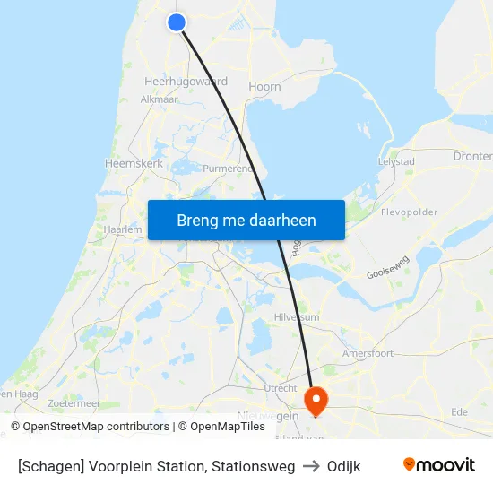 [Schagen] Voorplein Station, Stationsweg to Odijk map