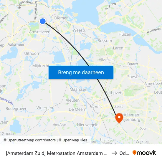 [Amsterdam Zuid] Metrostation Amsterdam Zuid to Odijk map