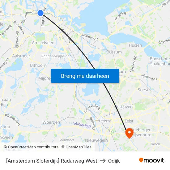 [Amsterdam Sloterdijk] Radarweg West to Odijk map