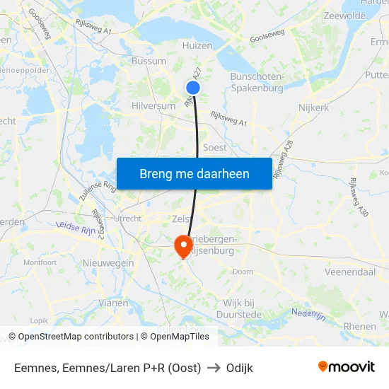 Eemnes, Eemnes/Laren P+R (Oost) to Odijk map