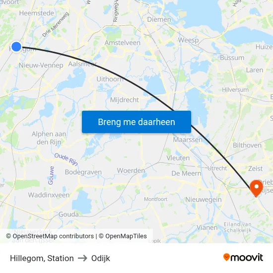 Hillegom, Station to Odijk map