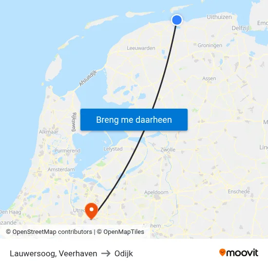 Lauwersoog, Veerhaven to Odijk map