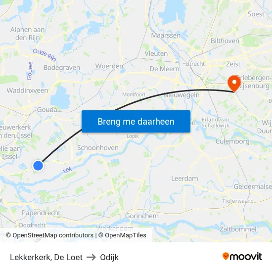 Lekkerkerk, De Loet to Odijk map