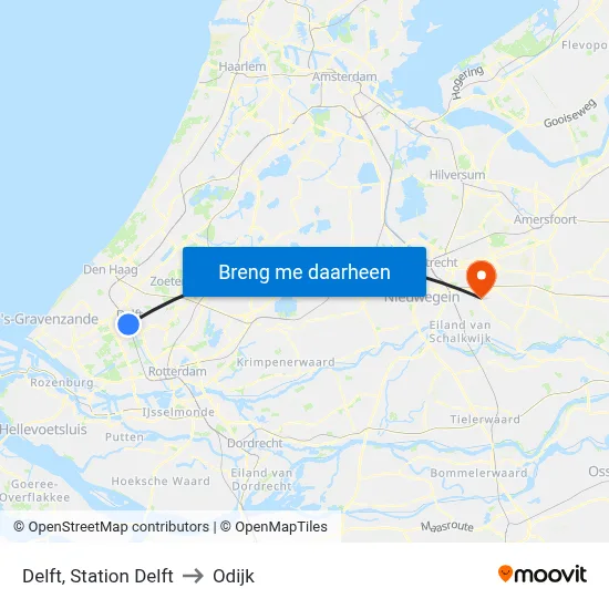 Delft, Station Delft to Odijk map