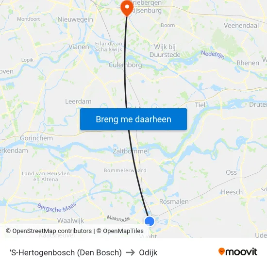 'S-Hertogenbosch (Den Bosch) to Odijk map