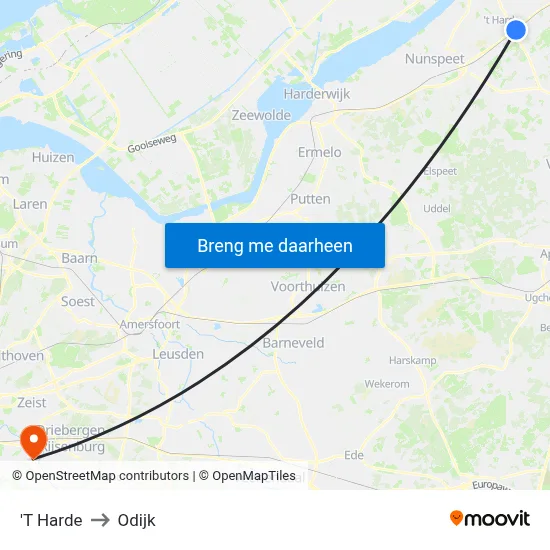 'T Harde to Odijk map